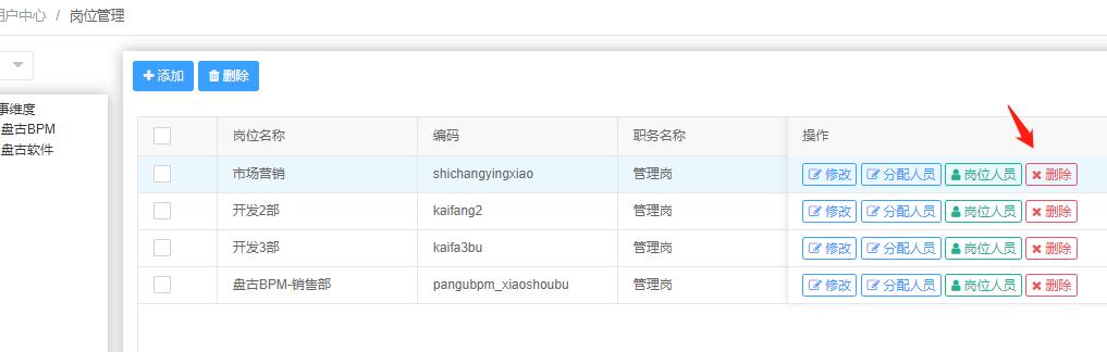 岗位管理删除